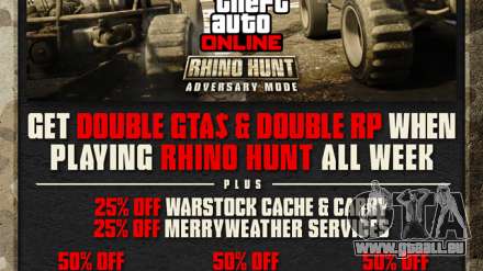 Rhino Chasse Semaine dans GTA Online: le bonus de RP et de l'argent, des réductions, et plus