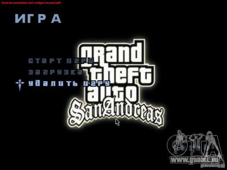 Einem Bildschirm im Hauptmenü für GTA San Andreas