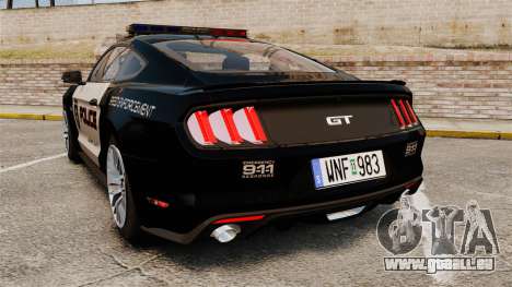 Ford Mustang GT 2015 Police pour GTA 4