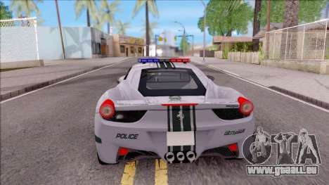 Ferrari 458 Italia Dubai High Speed Police für GTA San Andreas
