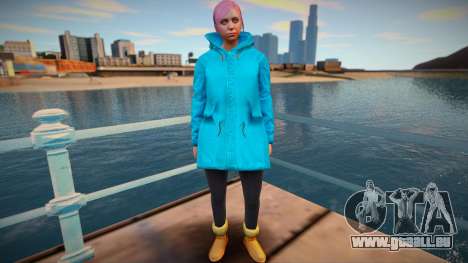 Mädchen in türkisfarbenen Mantel von GTA Online für GTA San Andreas