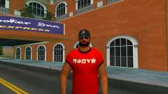 Un gars en T-shirt rouge et avec une barbe pour GTA Vice City